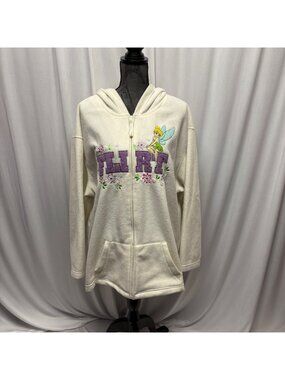 Disney Tinkerbell Womens Hooded Zip-Up Fleece Jacket Size 3X FLIRT Embroidered
